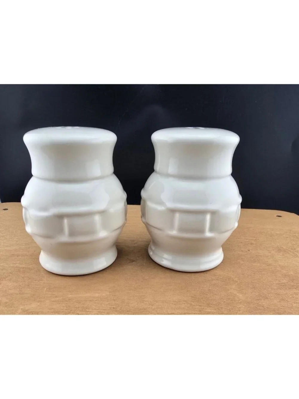 Longaberger White Ceramic Salt & Pepper Shaker Set